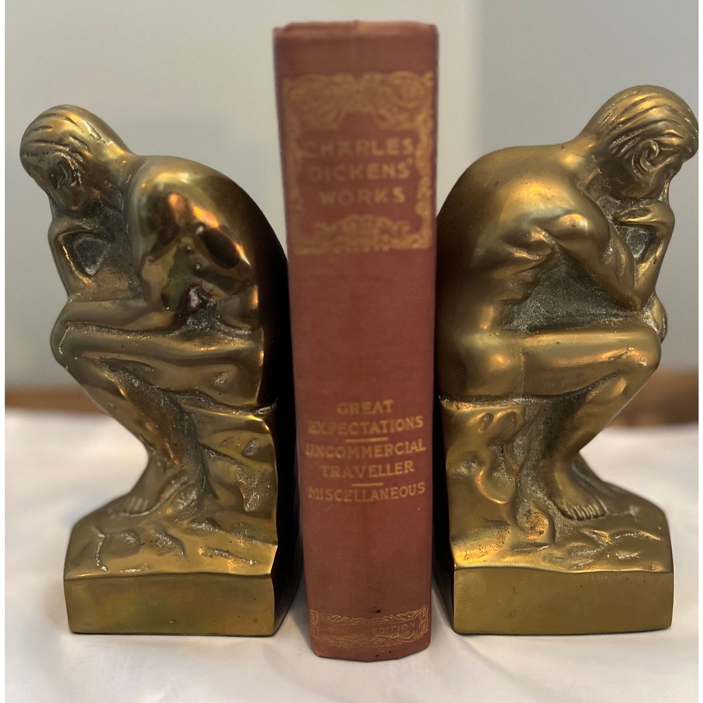Mid-Century Brass ”The Thinker” Bookends