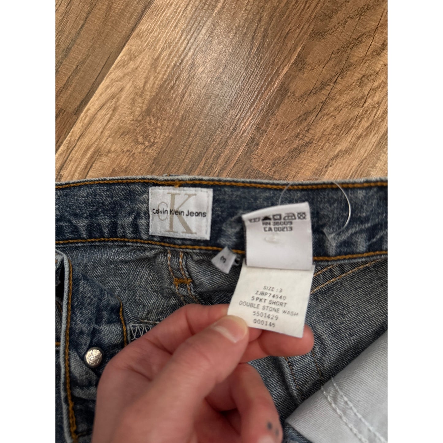 Vintage 90s Calvin Klein 5 Pocket Denim Shorts | Double Stone Wash | Size 3