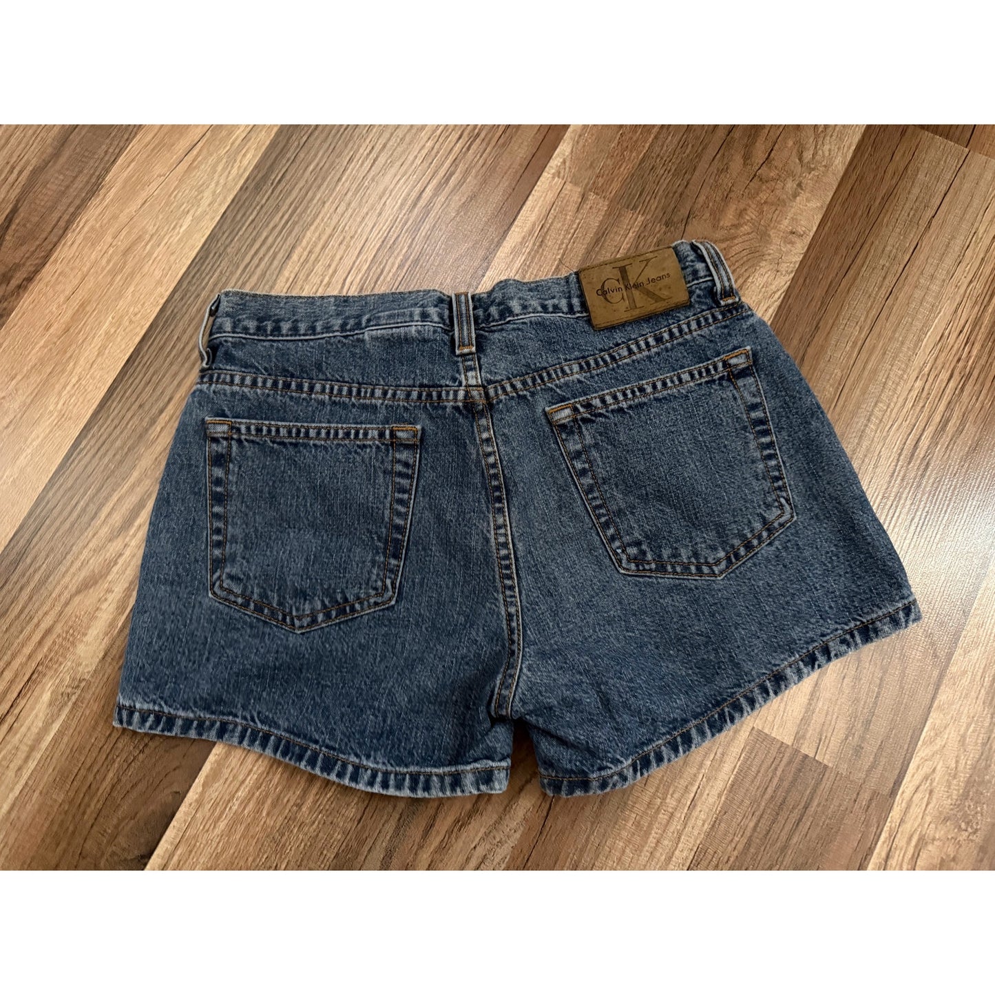 Vintage 90s Calvin Klein 5 Pocket Denim Shorts | Double Stone Wash | Size 3
