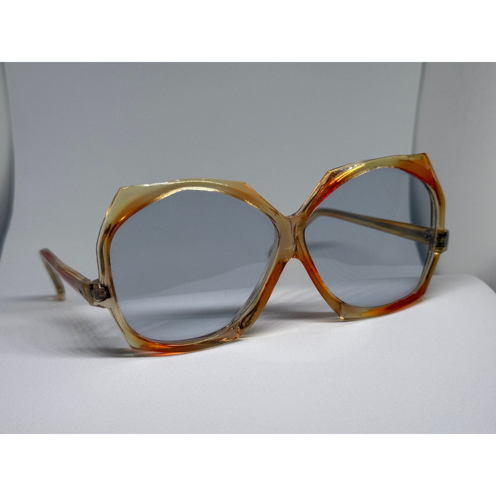 RARE 70s Vintage Oversized Mod Sunglasses | Translucent Sunset Orange