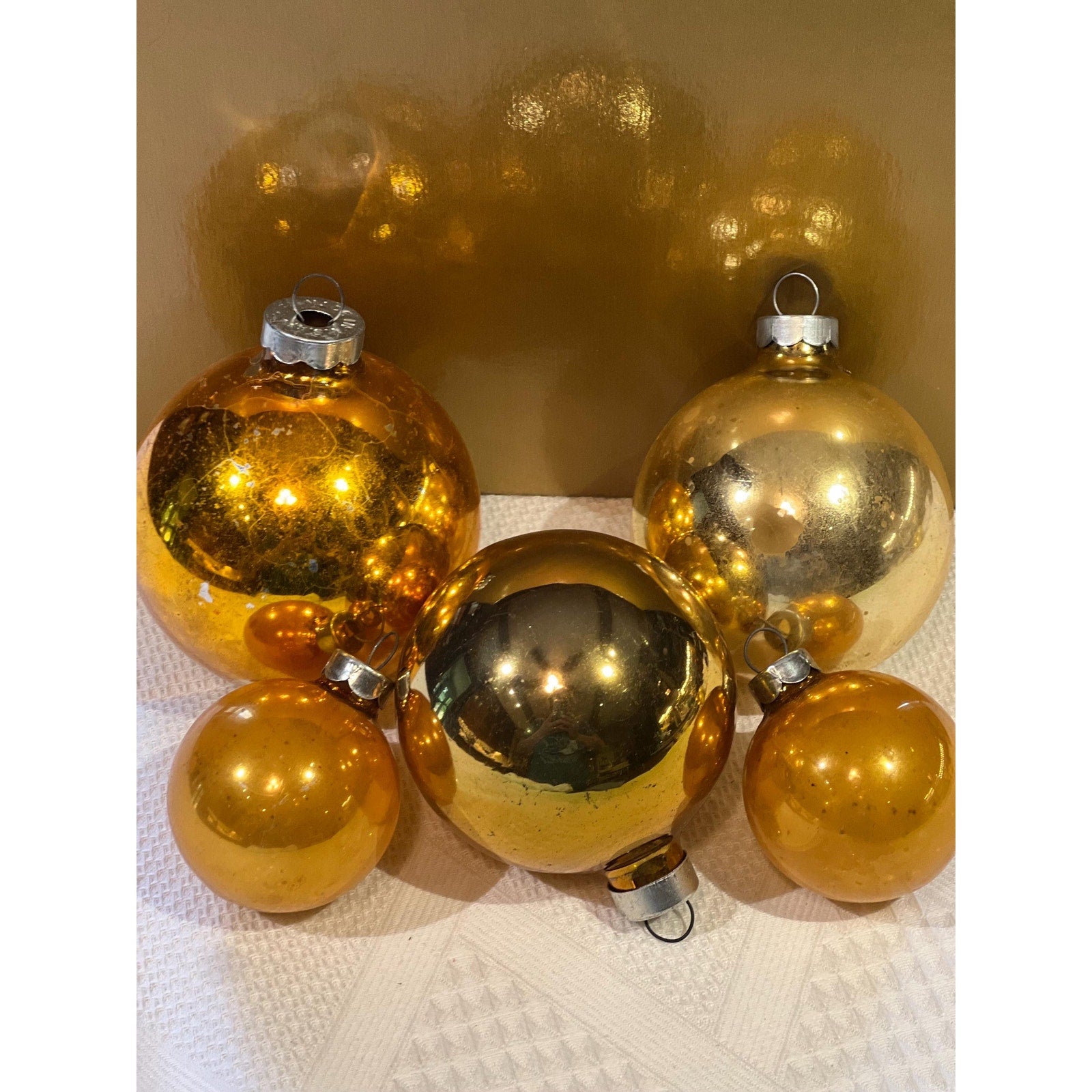 Vintage Gold Christmas Ornaments Lot | Various sizes