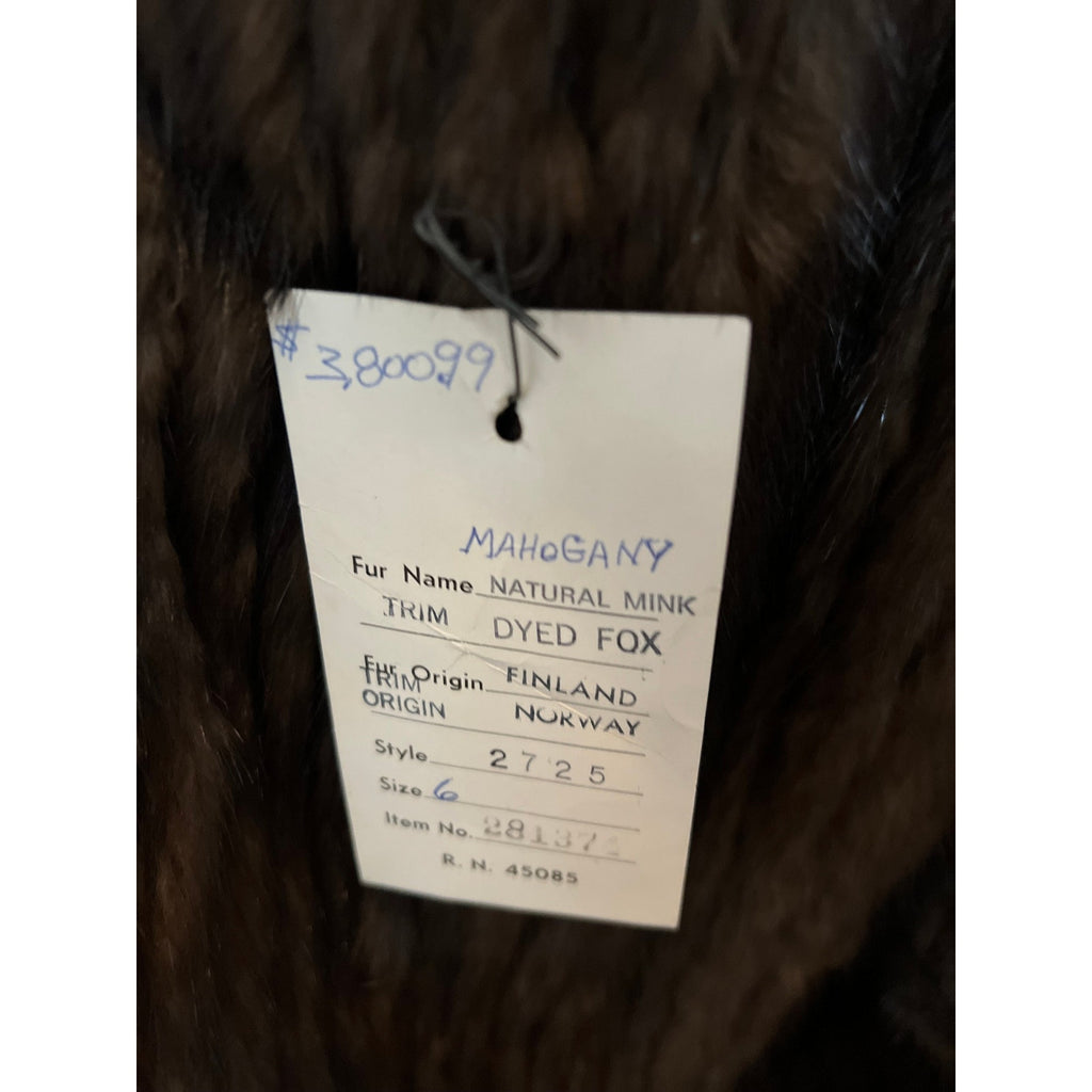 1960s Mink Coat with Fox Trim NWT