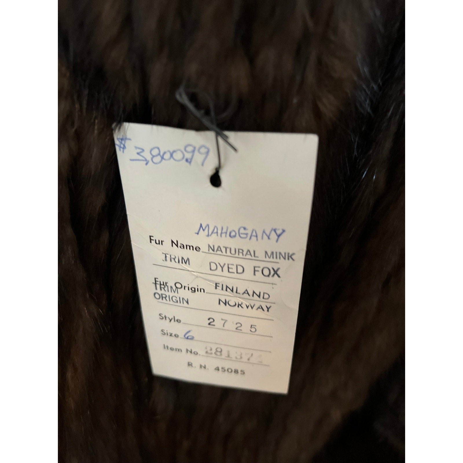 1960s Mink Coat with Fox Trim NWT