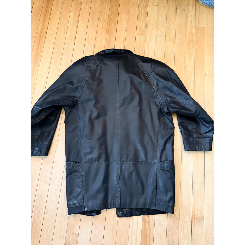 1980s Drop Sleeve Leather Smoking Jacket | Size Petite Medium