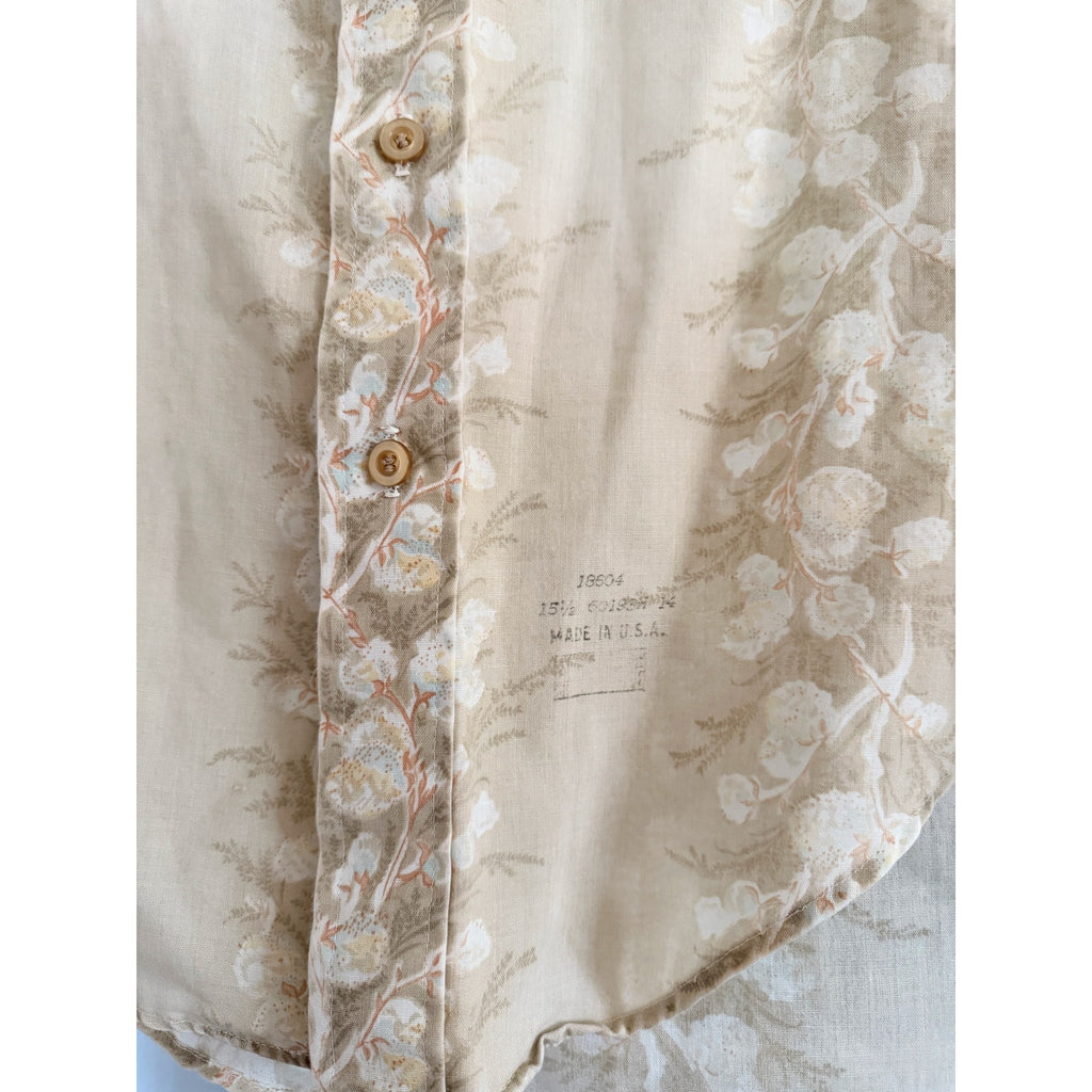 1970s Men's Beige Tropical Hawaiian Shirt | Career Club Duo | M/L