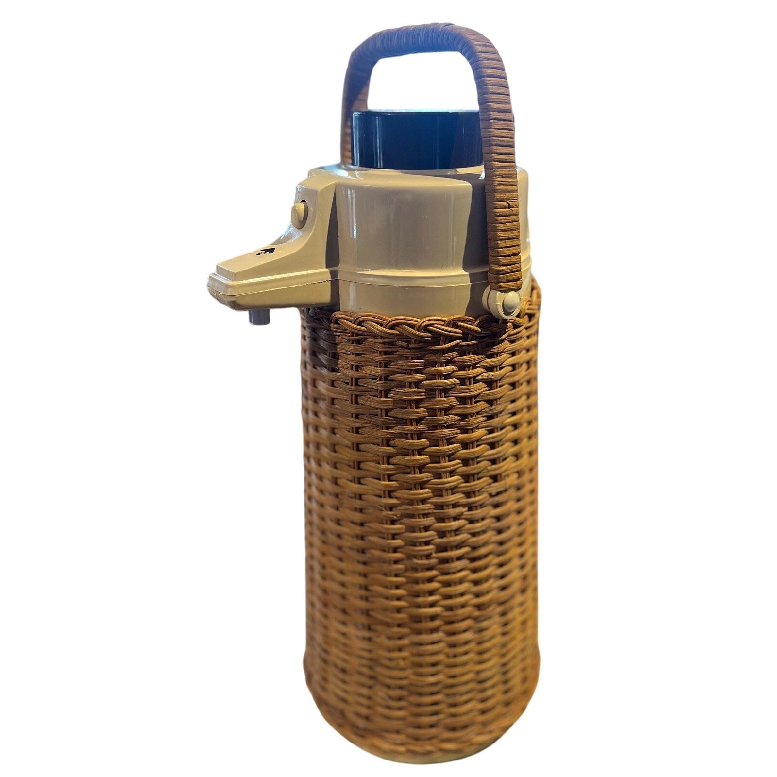 1970s Wicker Thermal Tea/Coffee Carafe Dispenser