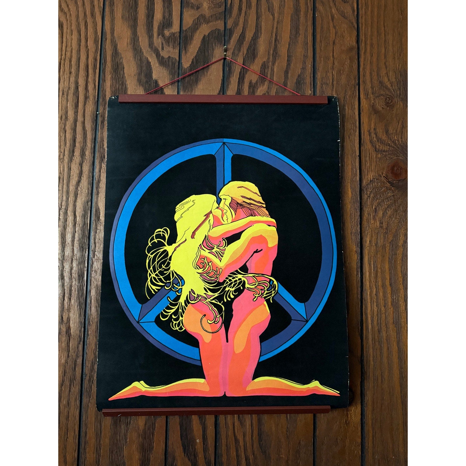 Original 1974 Pro Arts Erotica Blacklight Velvet Poster | Peace Lovers | 20" x 27"