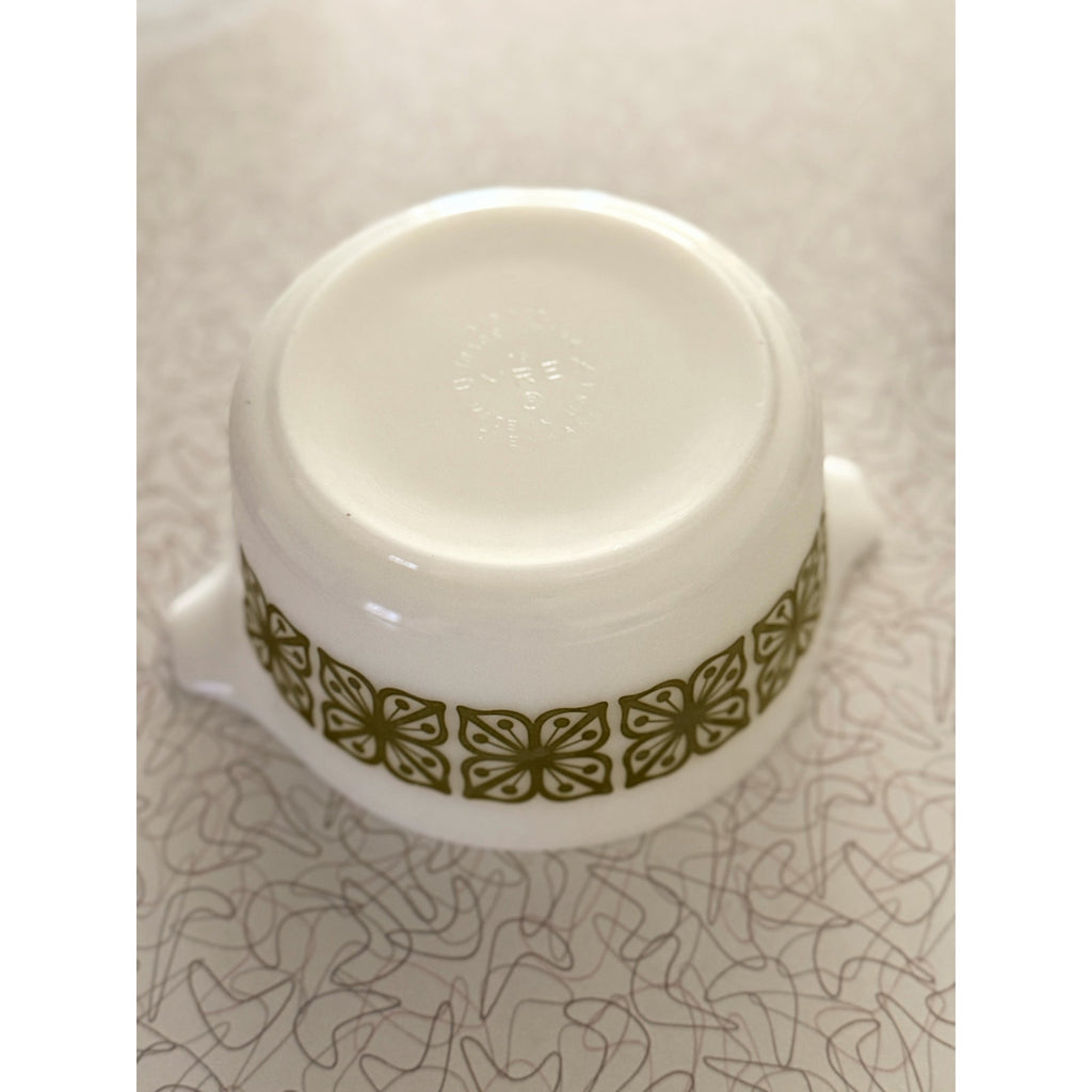 Vintage PYREX 1 QT Baking / Casserole Dish with Lid #473 Autumn Floral Verde