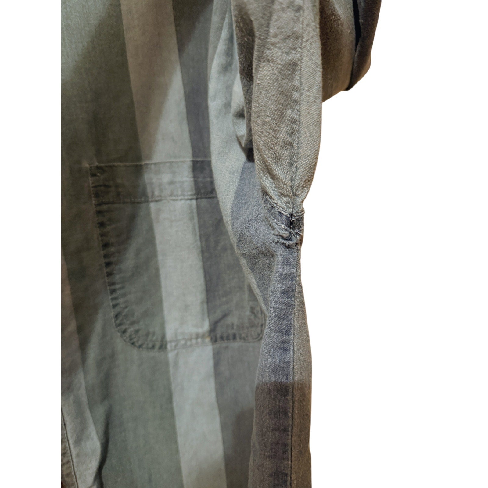 1990s Ash Creek Faded Denim Striped Button Up Shirt - Men's Large