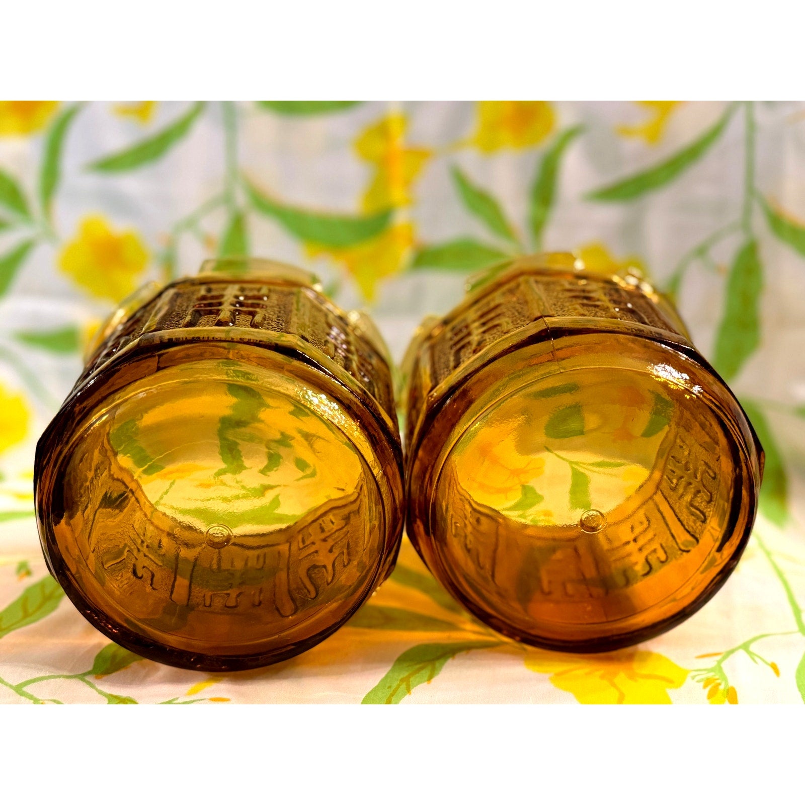1970s Princess House Amber Glass Planters (Set of Two)