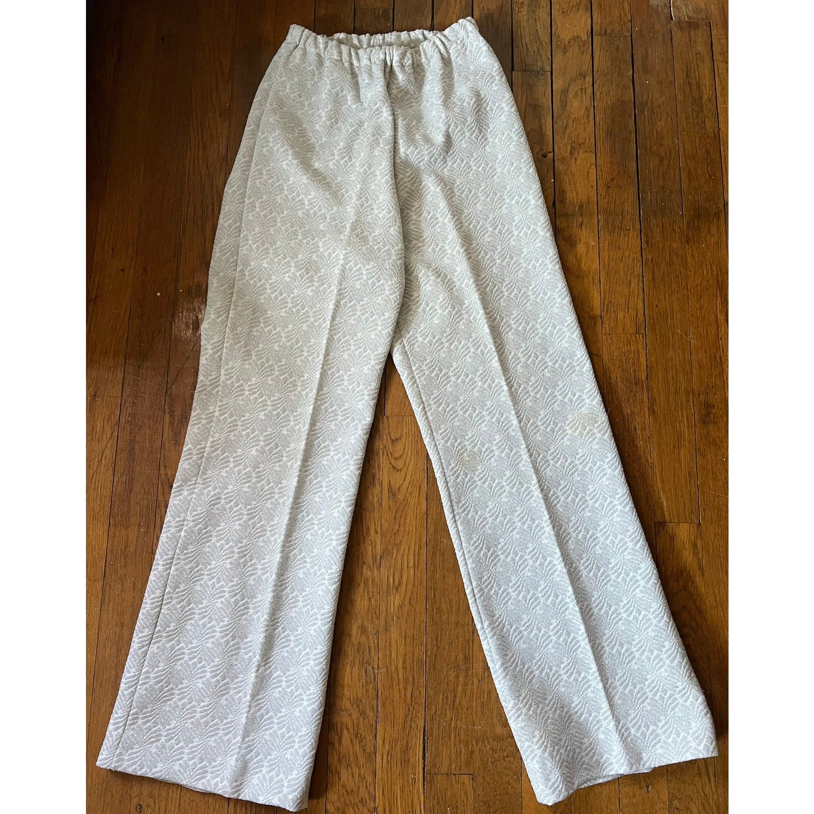 1960s Carol Brent Silver and White Mock Neck Mini Dress Trouser Set