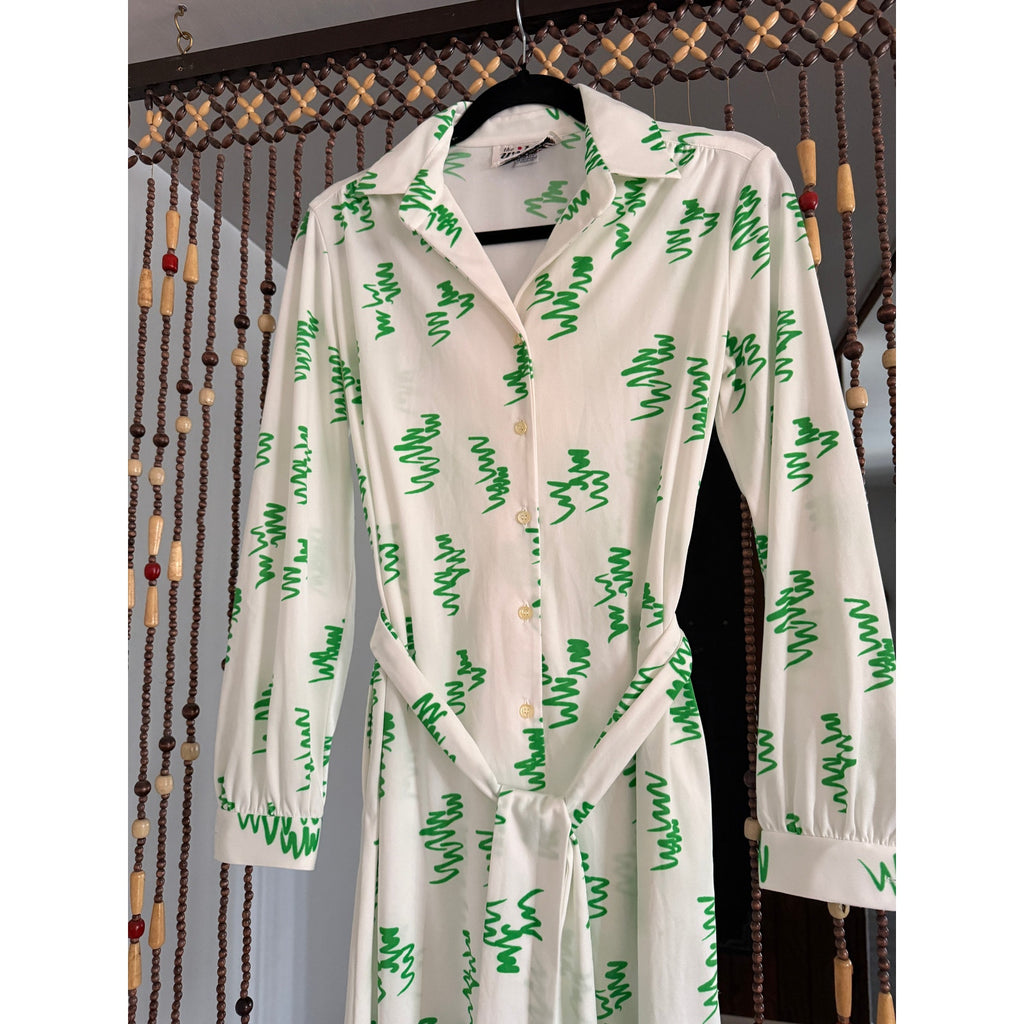 1970s Button Down Belted Shirt Dress | Wilroy Traveller | Size S/M