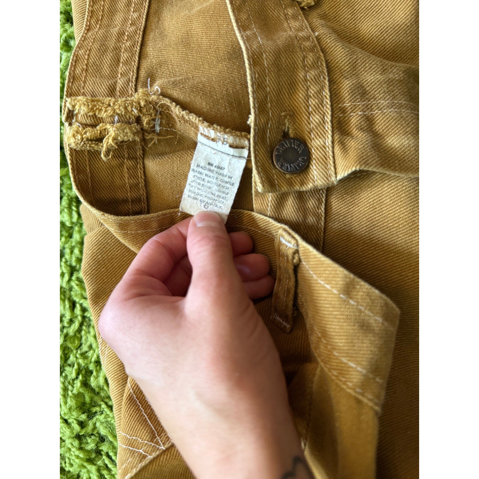 70s Drifter Bootcut Trousers | Distressed Khaki Jeans | 31W