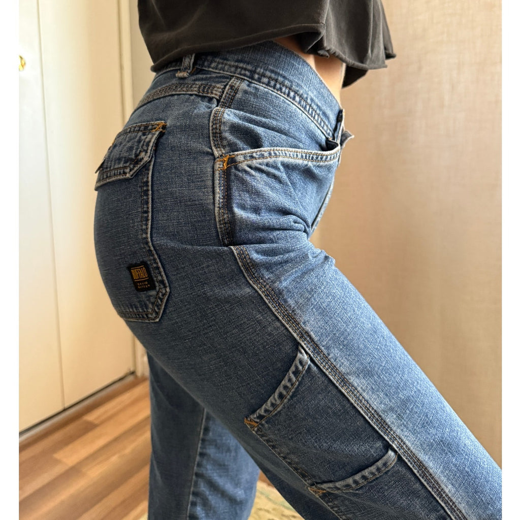 1990s Buffalo Jeans | Straight Leg Denim Cargo Pants | 27W