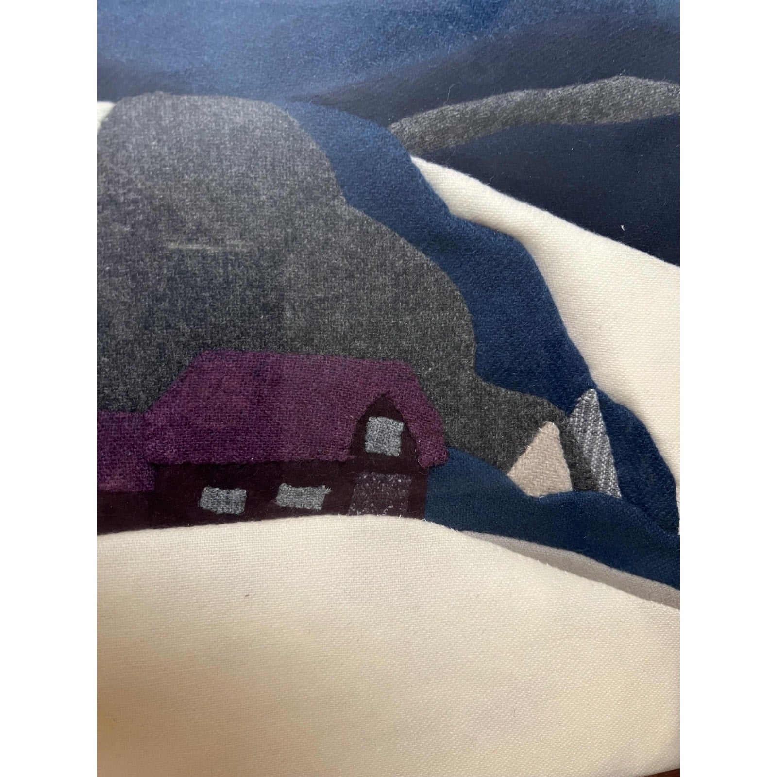 Vintage Framed Winter Landscape Collage Handwoven Textile Art