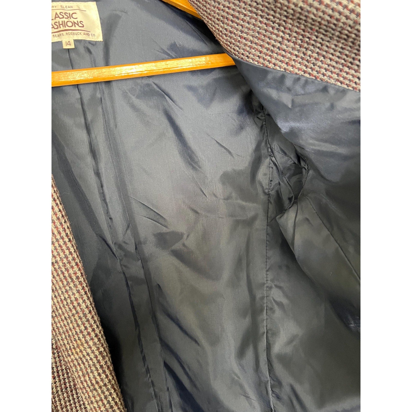 1980s Blue Plaid Blazer Jacket | Sears Roebuck & Co. | Size 14