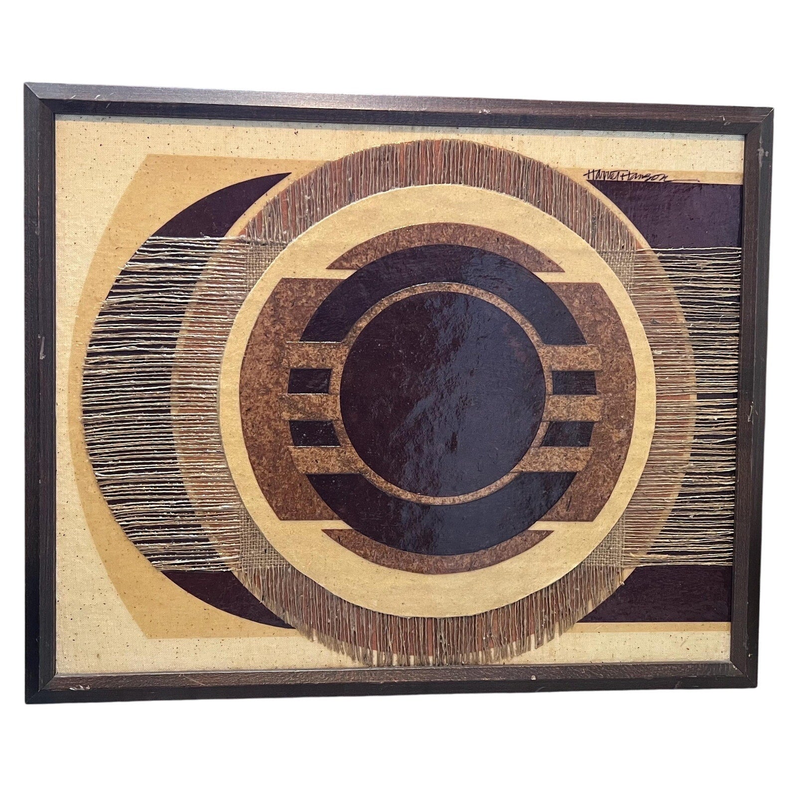 RARE Harriet Hanson 1970s Mixed Media Fiber Collage