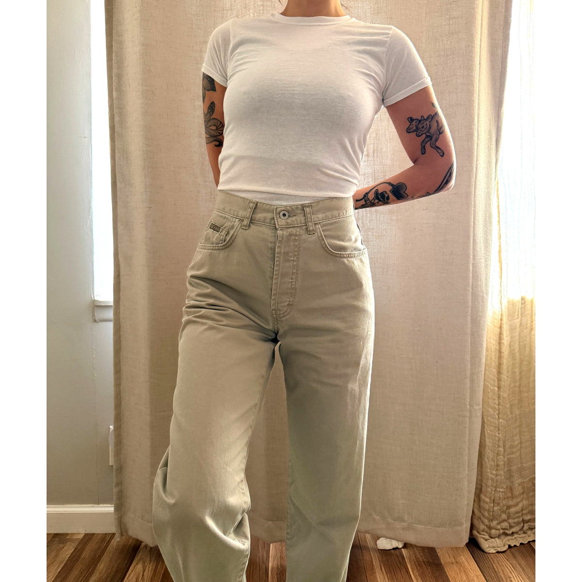 1990s Calvin Klein Khaki Pants | Straight Leg | 28"w