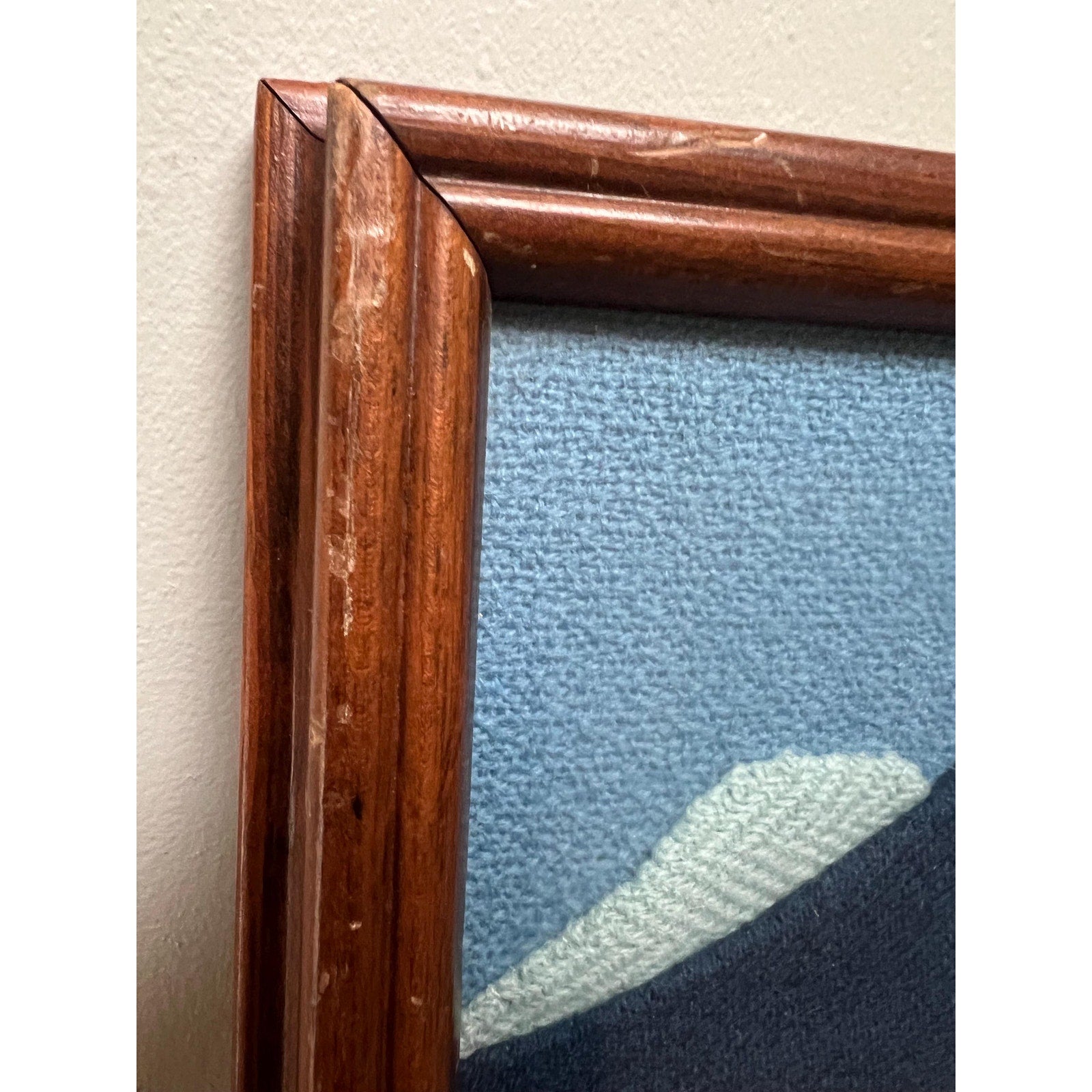 Vintage Framed Winter Landscape Collage Handwoven Textile Art