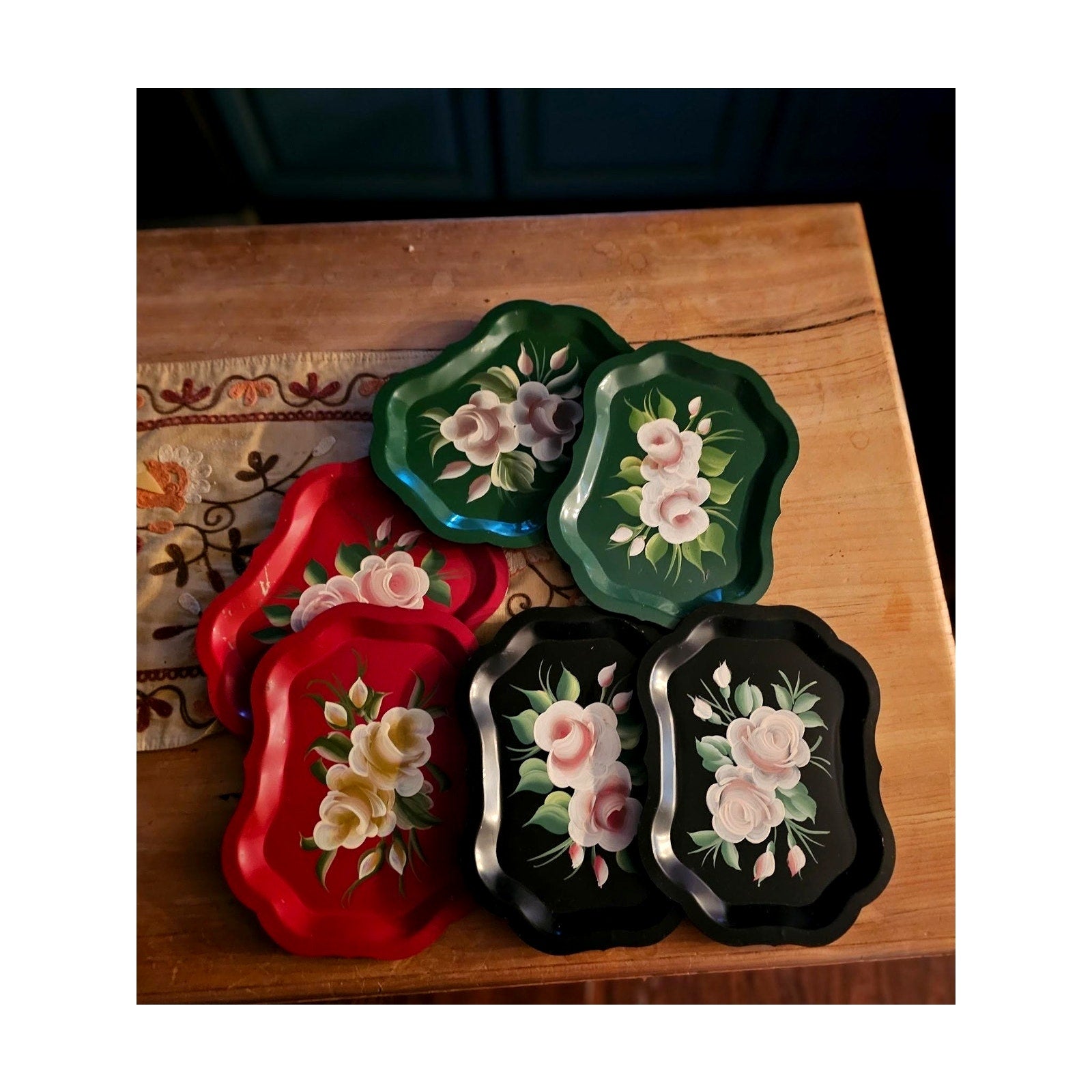 Vintage Tole Serving Trays - Set of 6