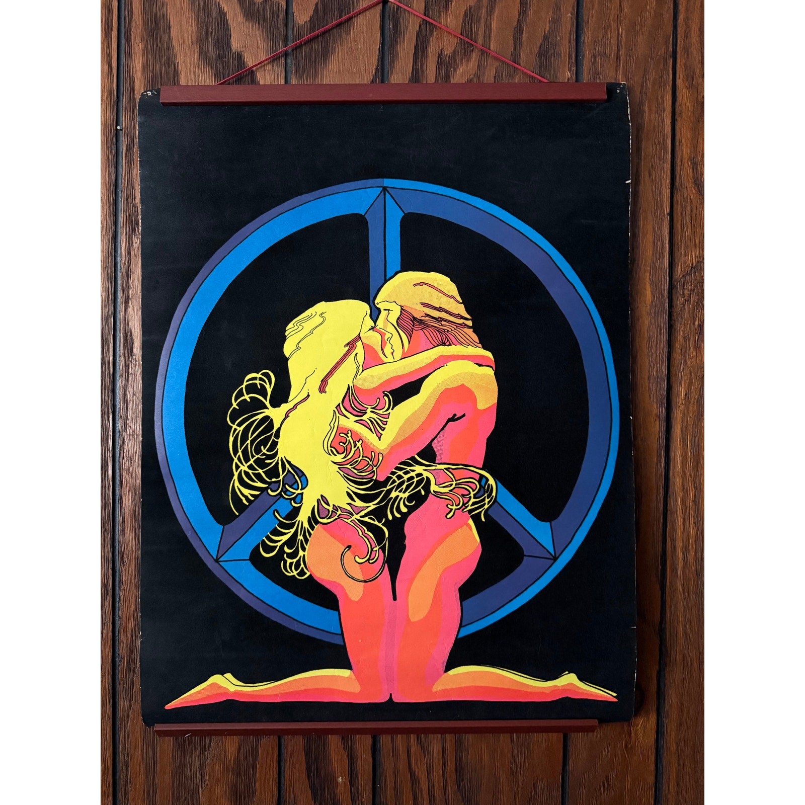 Original 1974 Pro Arts Erotica Blacklight Velvet Poster | Peace Lovers | 20" x 27"