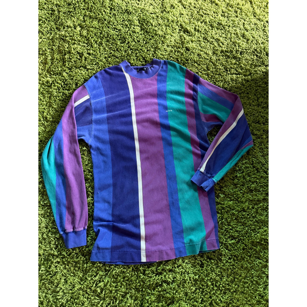 1990s Nautica Colorblock Striped Long Sleeve Rugby Shirt | 100% Cotton | XL
