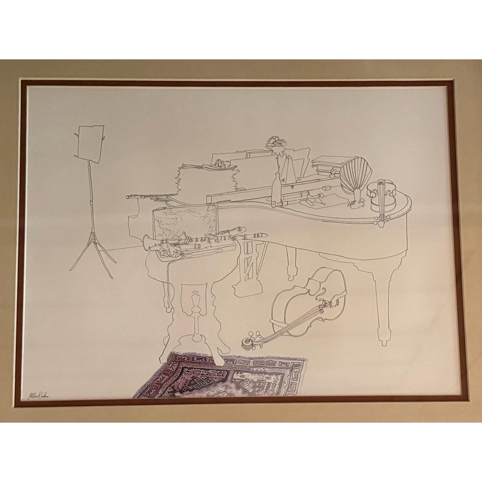 1975 Lithographic Print “The Clarinet” by Millicent Tompkins