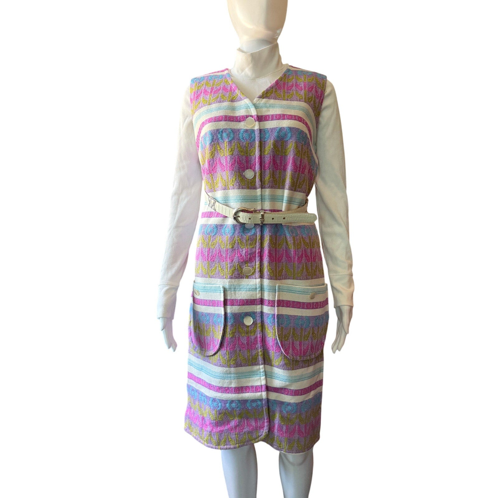 Groovy Vintage 1960s-70s A-Line Tapestry Shift Dress | Size Large