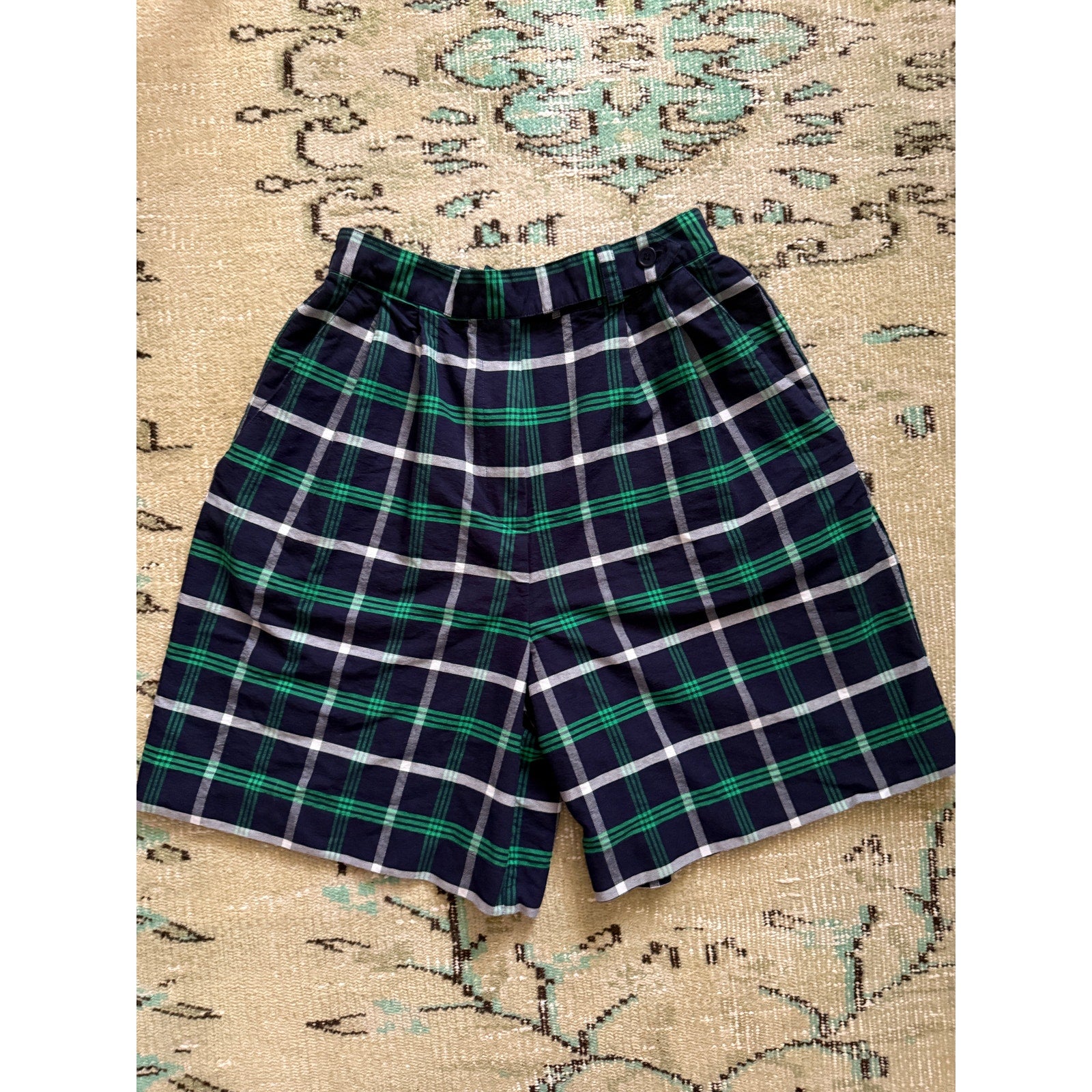 1980s Plaid Wide Leg Pleated Trouser Shorts | Size XS/S | Country Suburbans