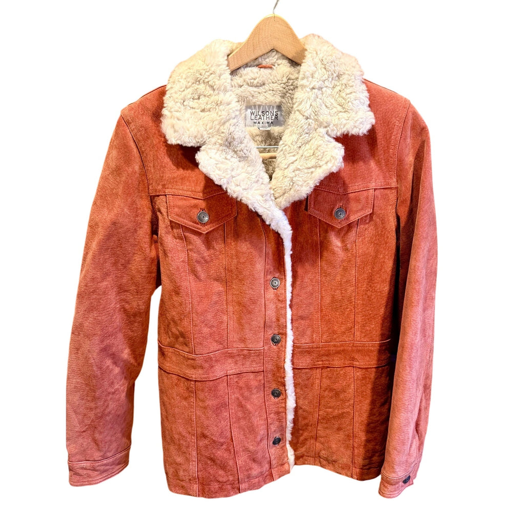 Vintage 90s Wilsons Leather Maxima Suede Sherpa Jacket | Large