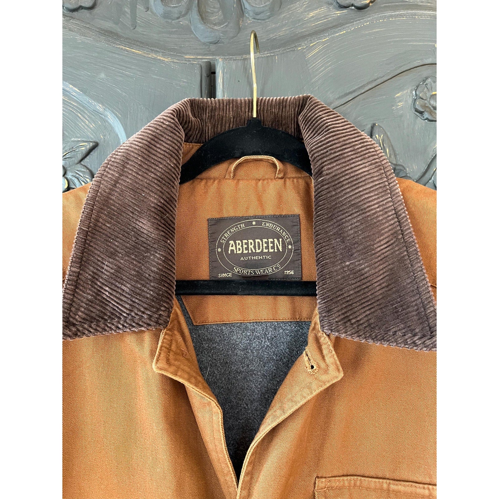 Vintage Aberdeen Men's Barn Coat | Khaki/Brown Canvas and Fleece | Size M