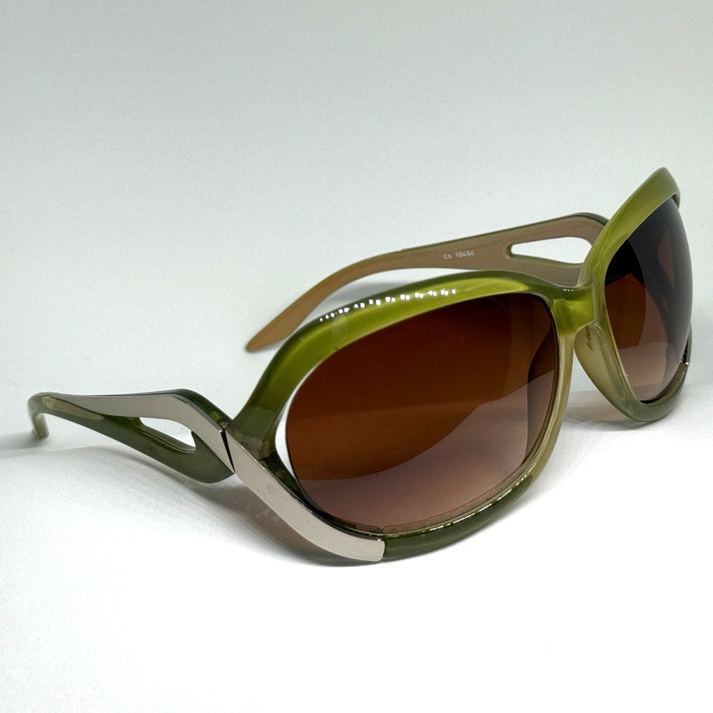 Vintage Oversize Green & Silver Sunglasses