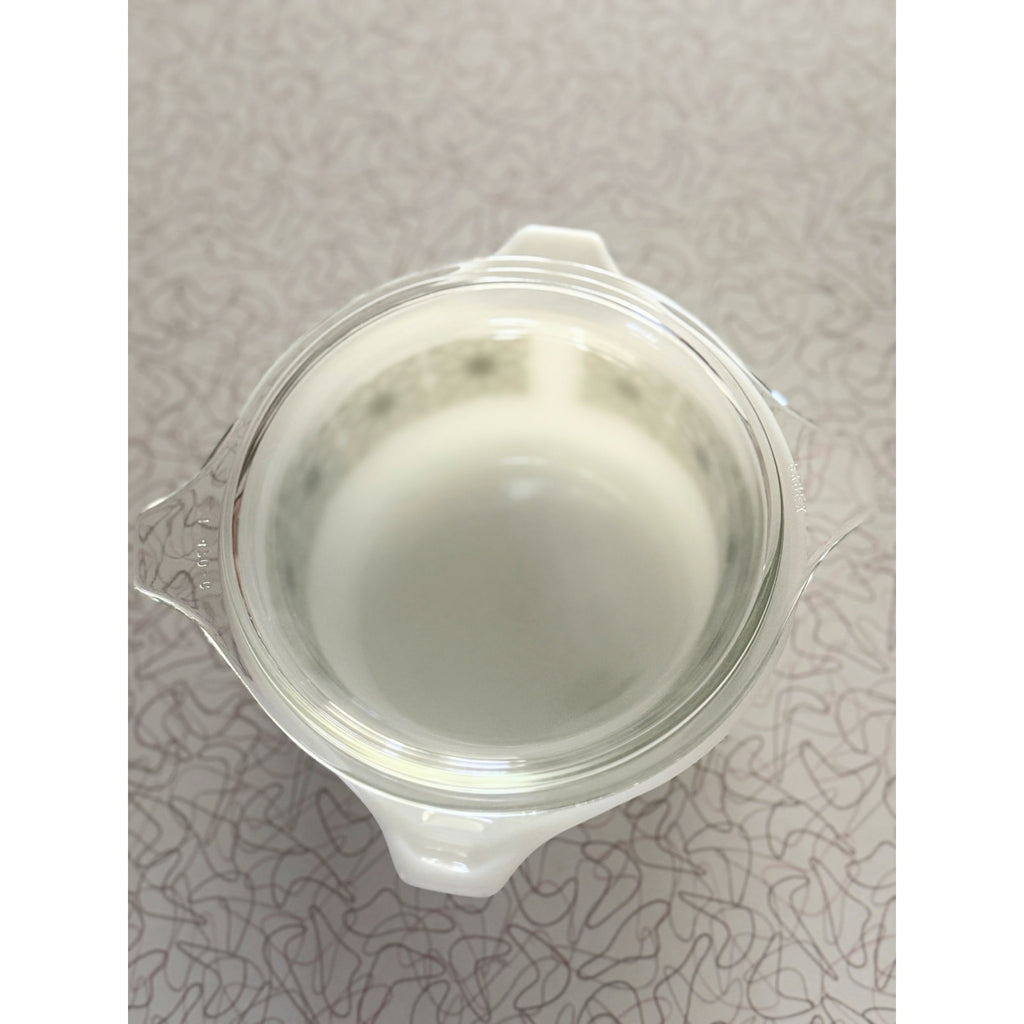 Vintage PYREX 1 QT Baking / Casserole Dish with Lid #473 Autumn Floral Verde