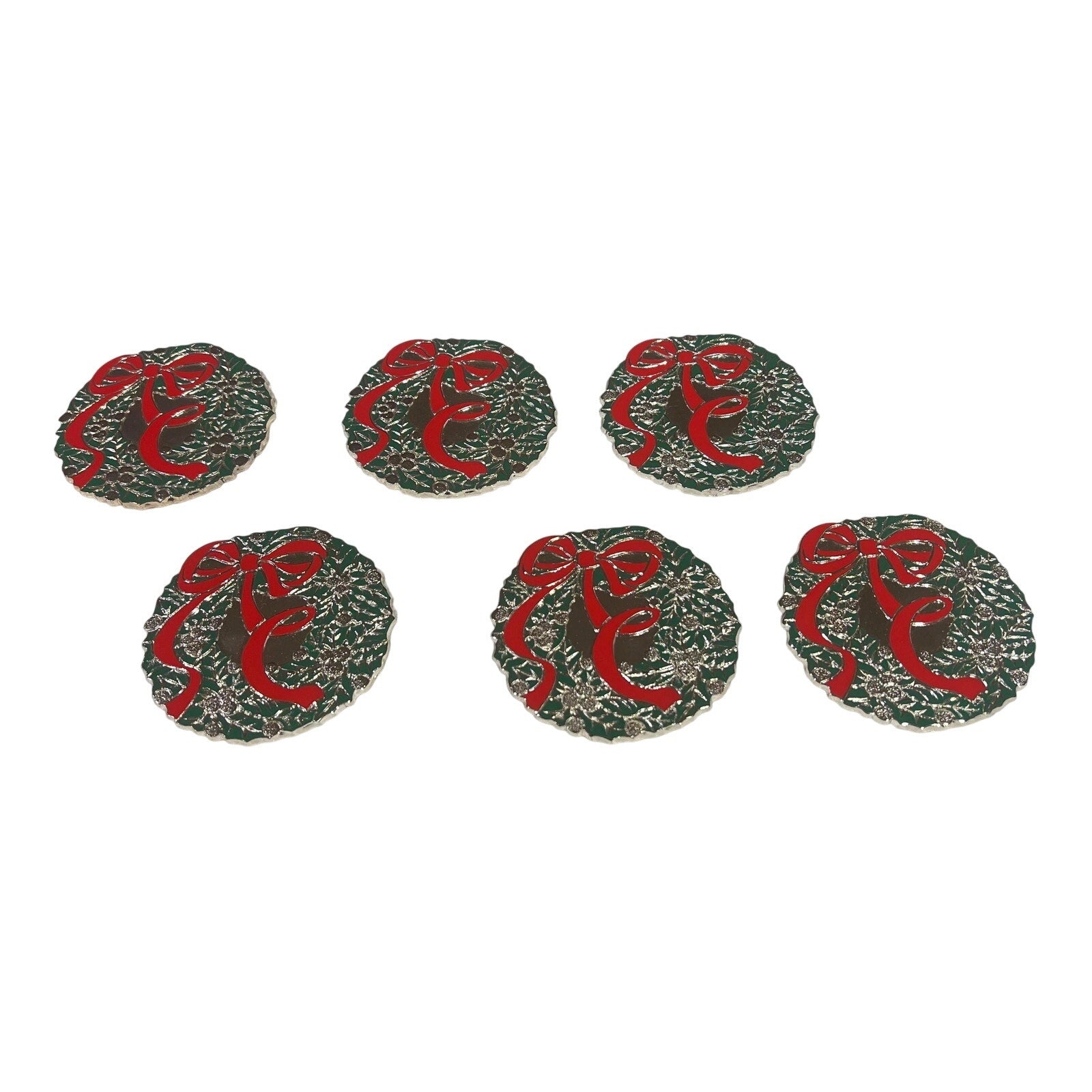 1980s Wm. A. Rogers for Oneita Holly Wreath Coasters (set of 6)