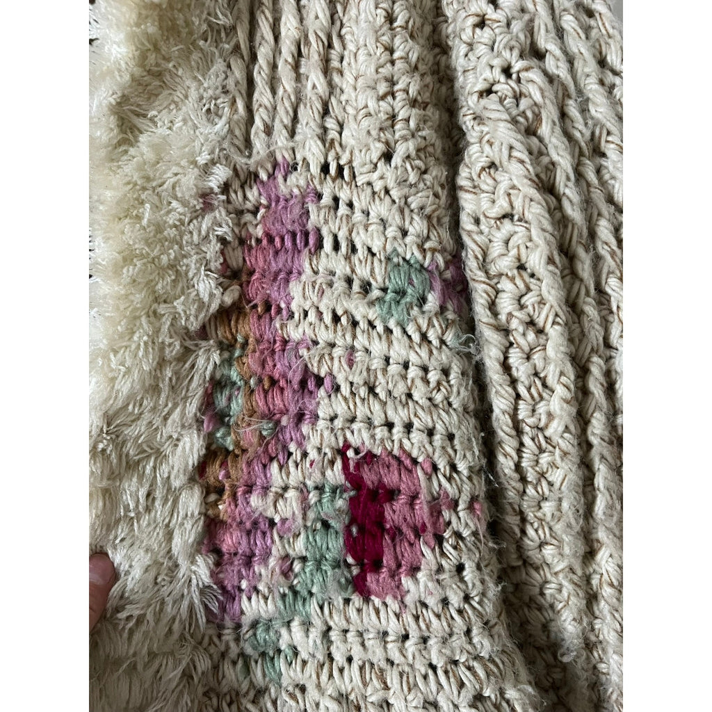 1970s Answers by Riddles Chunky Knit Fur Trim Long Cardigan / Sweater