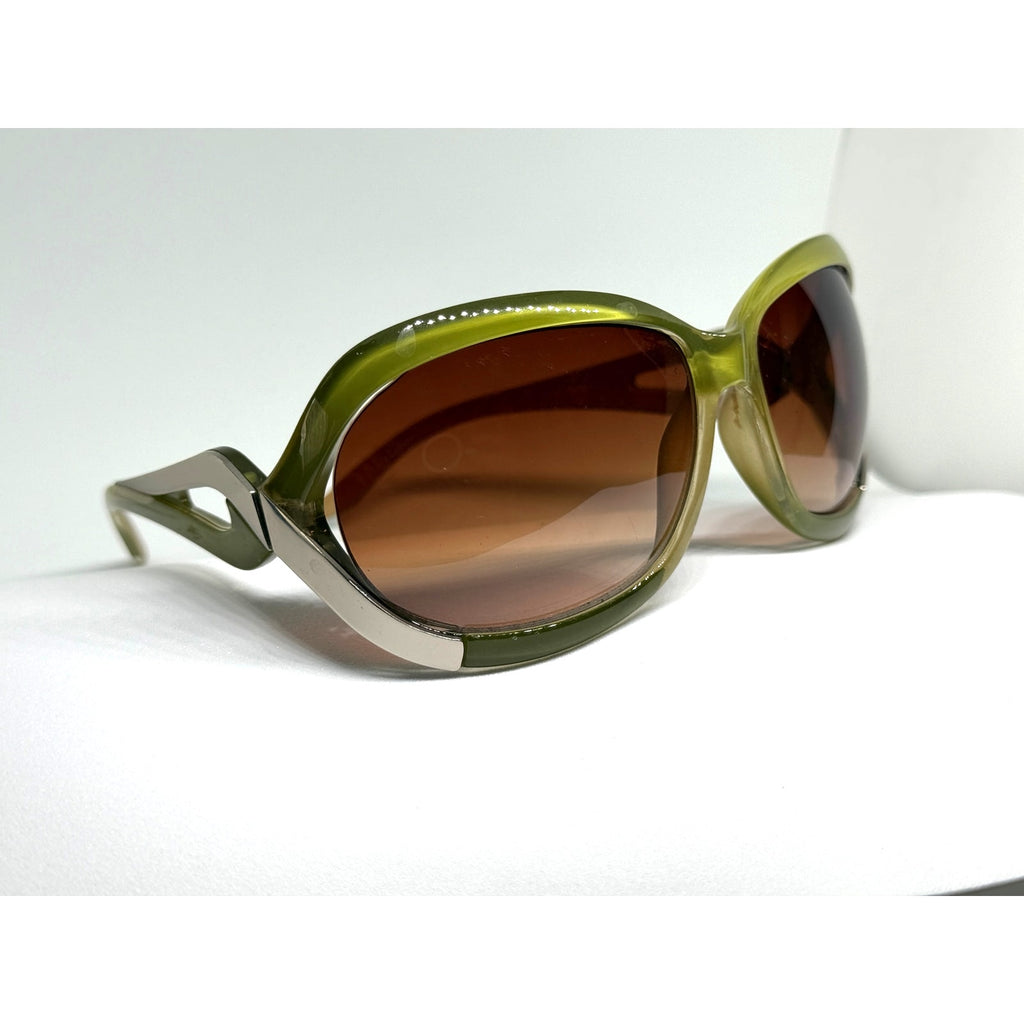Vintage Oversize Green & Silver Sunglasses