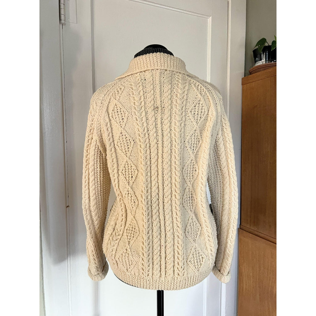 70s Mary Vintage Smith Fisherman Sweater / Cardigan | Handmade Pure Irish Wool | Size S/M