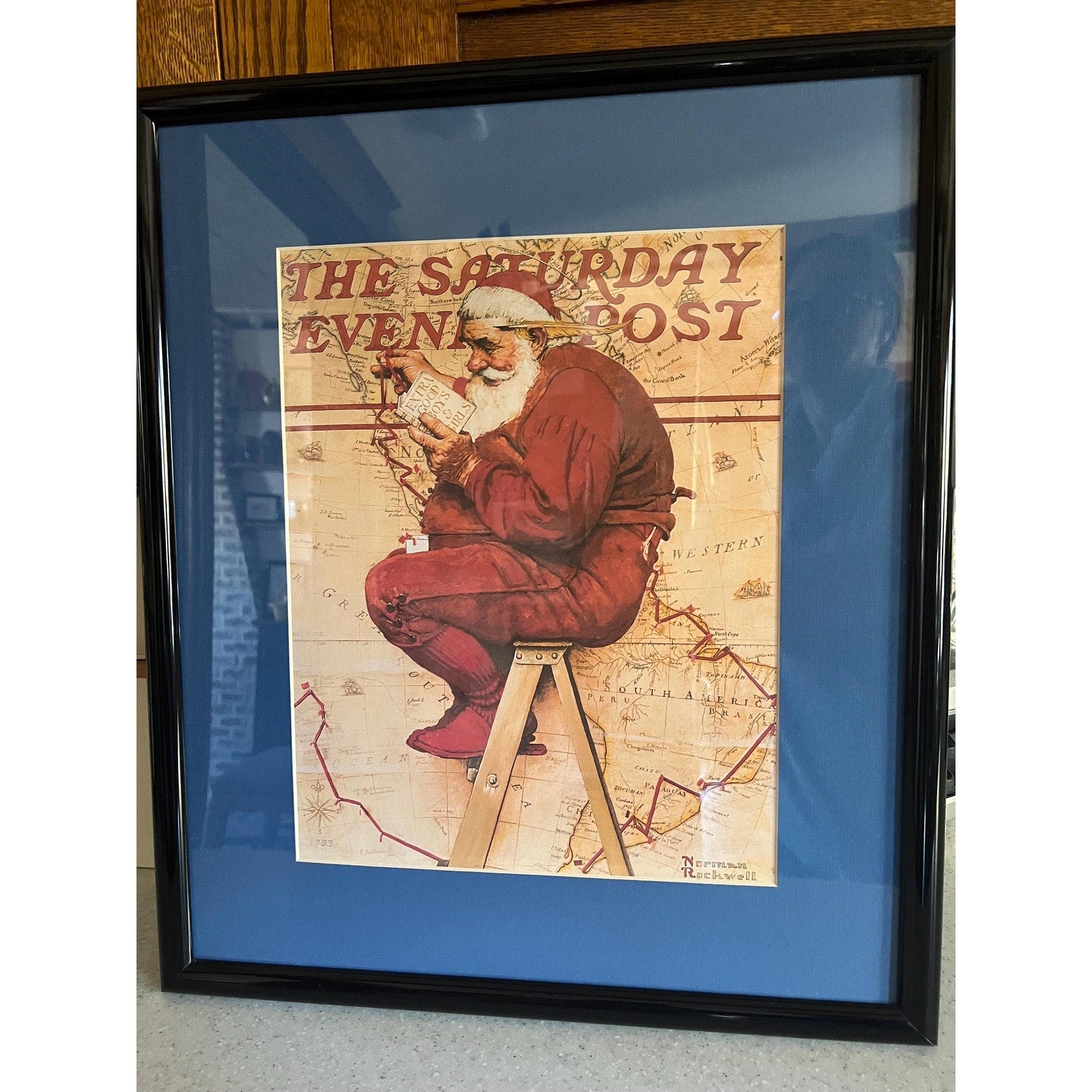 1939 Norman Rockwell Santa's List Saturday Evening Post Framed
