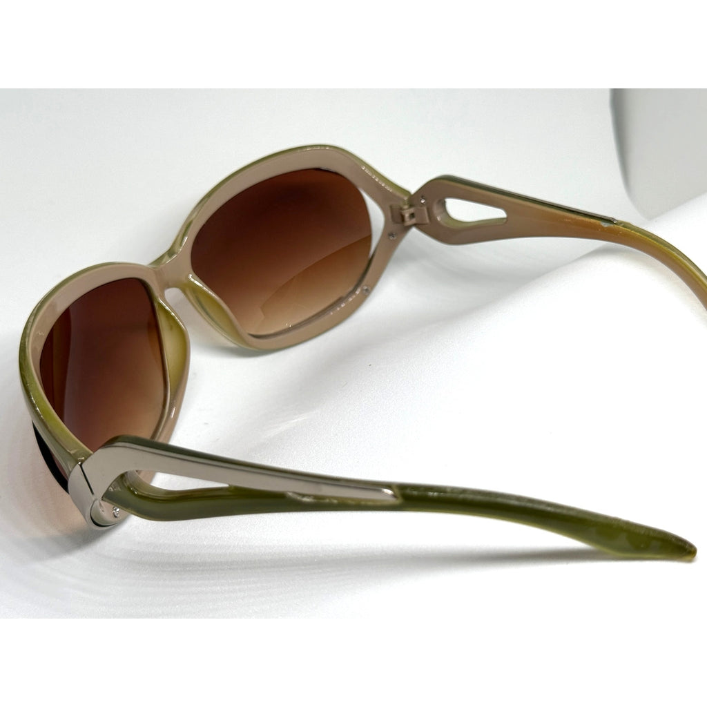 Vintage Oversize Green & Silver Sunglasses