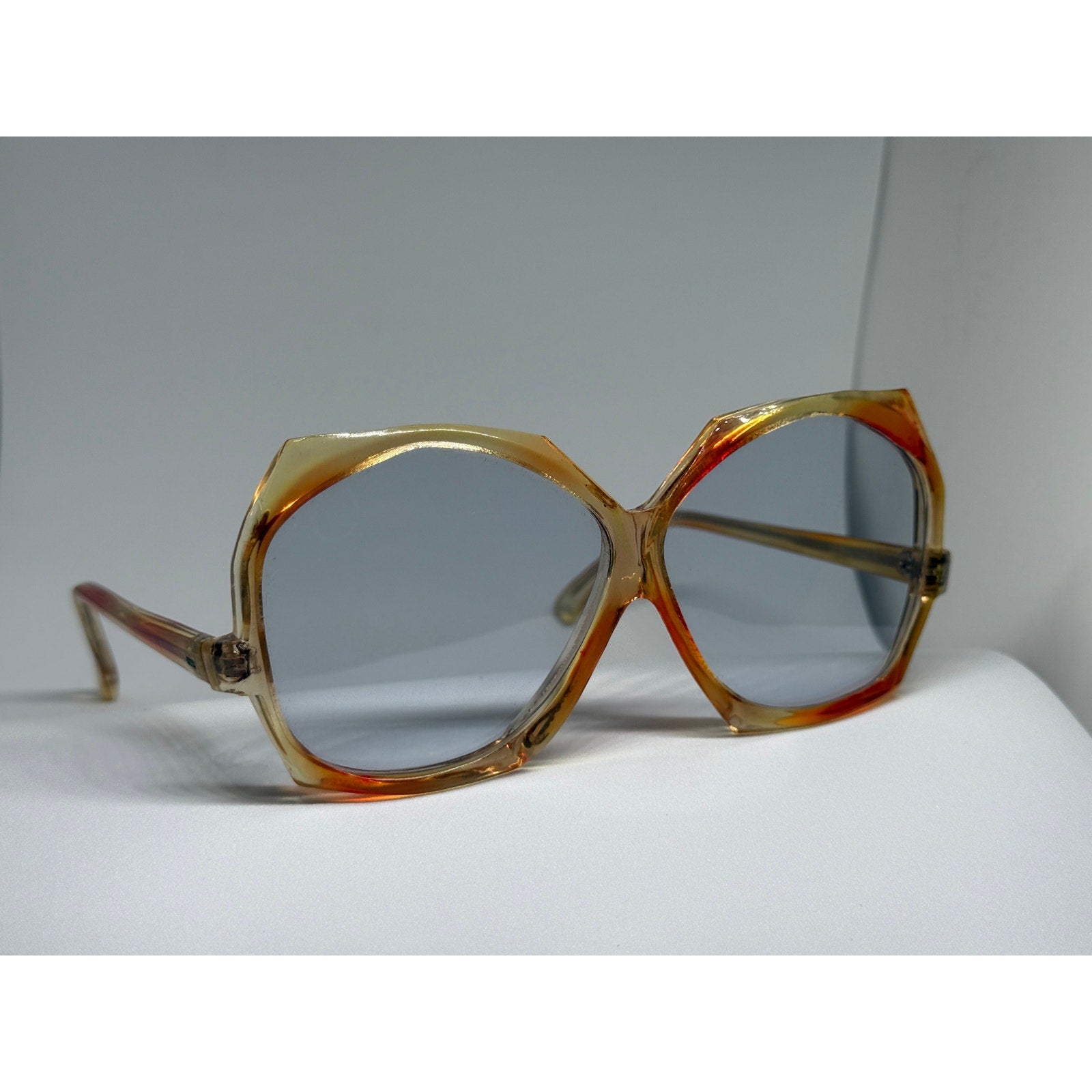 RARE 70s Vintage Oversized Mod Sunglasses | Translucent Sunset Orange