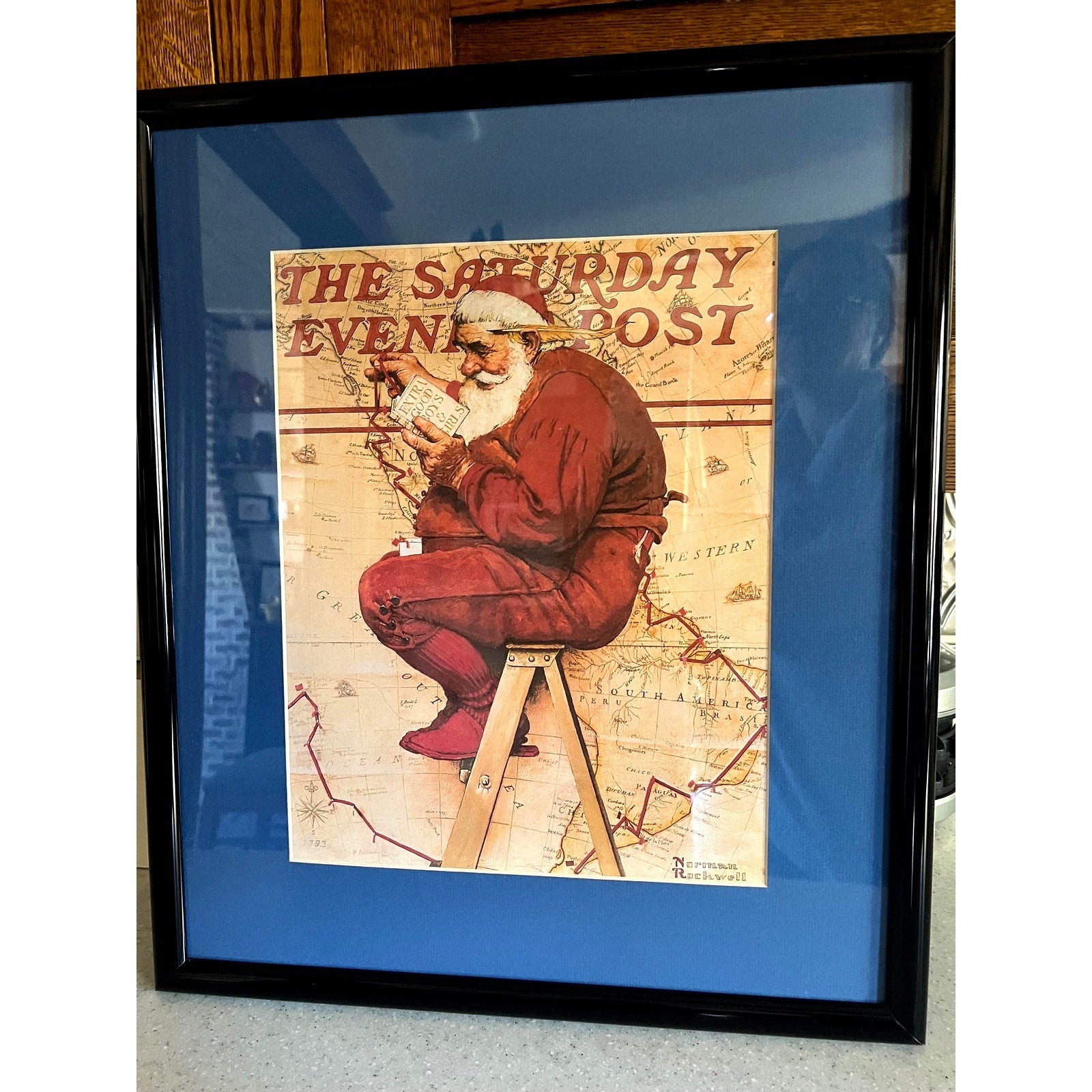 1939 Norman Rockwell Santa's List Saturday Evening Post Framed Print "Extra Good Boys and Girls"