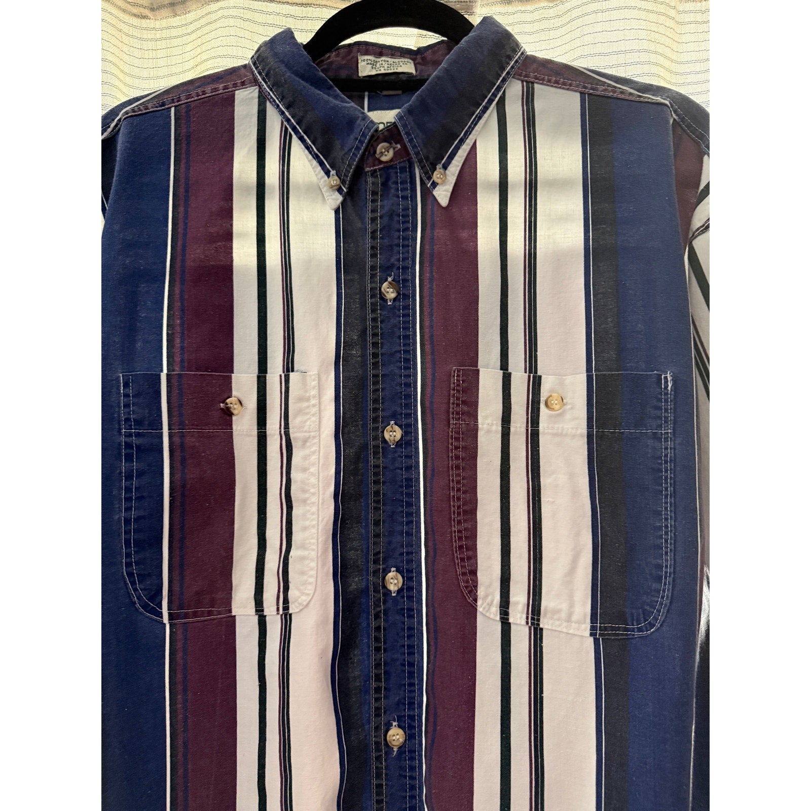 90s Campus 100% Cotton Striped Oxford Shirt | XL