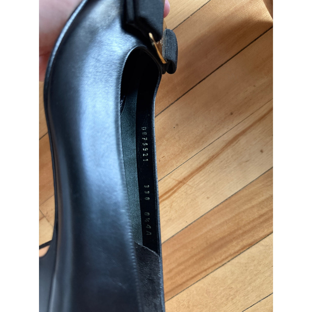 Vintage Salvatore Ferragamo Black Italian Leather Vara Bow Pumps | 8.5 AA