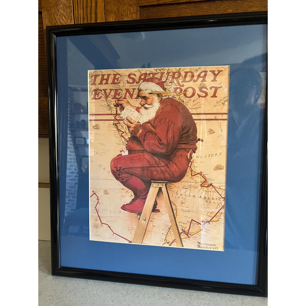 1939 Norman Rockwell Santa's List Saturday Evening Post Framed Print "Extra Good Boys and Girls"