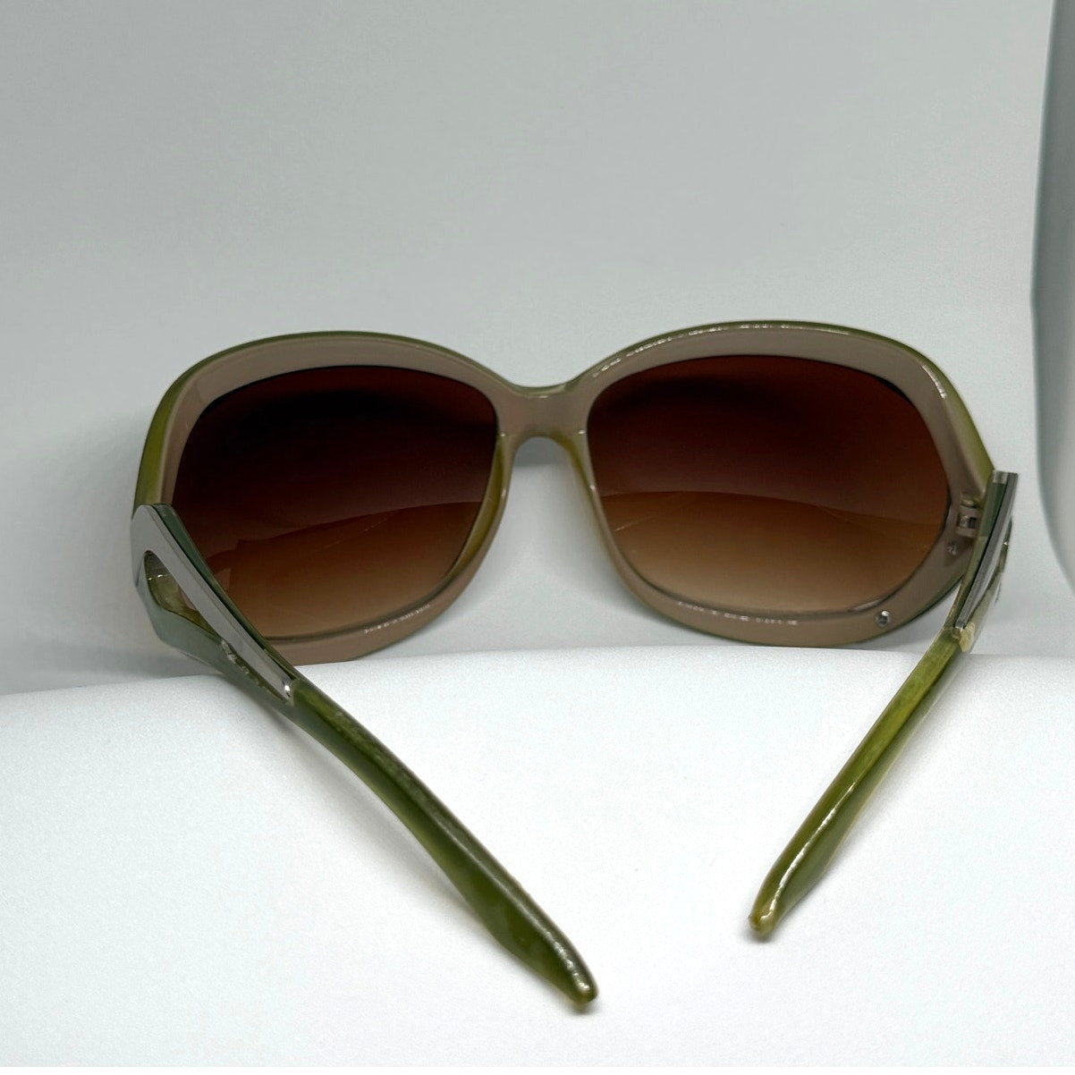 Vintage Oversize Green & Silver Sunglasses