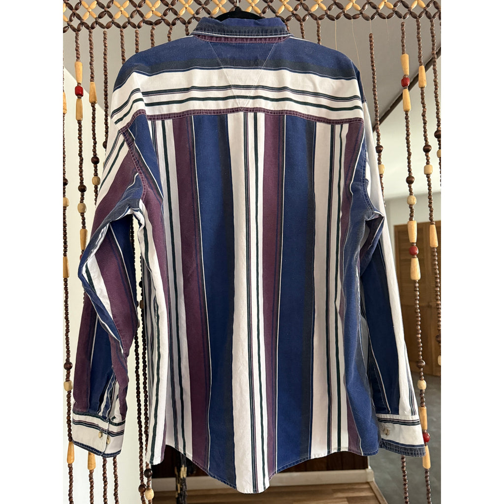 90s Campus 100% Cotton Striped Oxford Shirt | XL