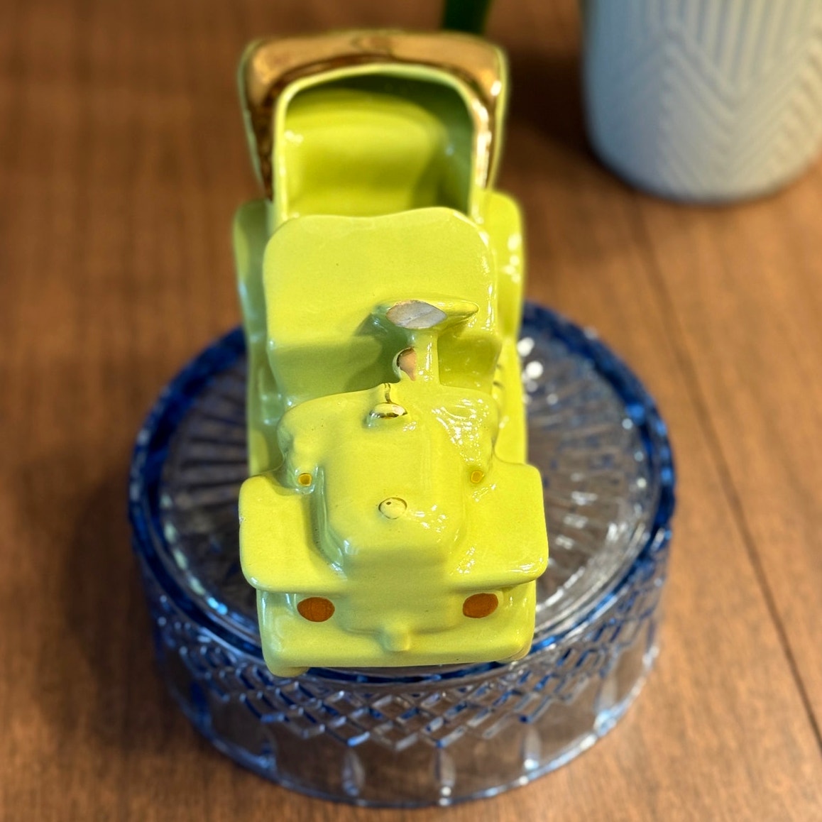 1950s/1960s Pottery Model T Car Planter | Green and Gold