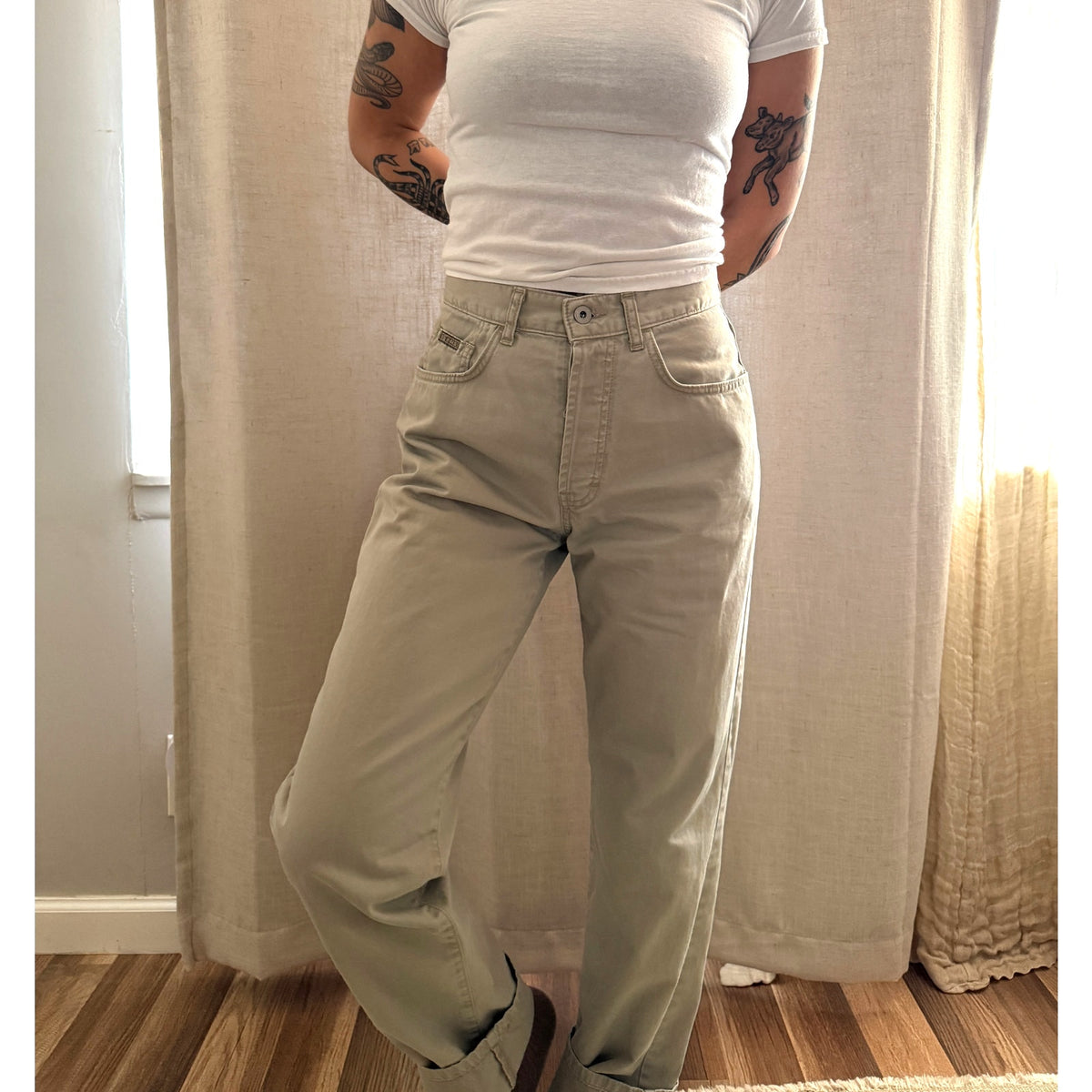 1990s Calvin Klein Khaki Pants | Straight Leg | 28"w