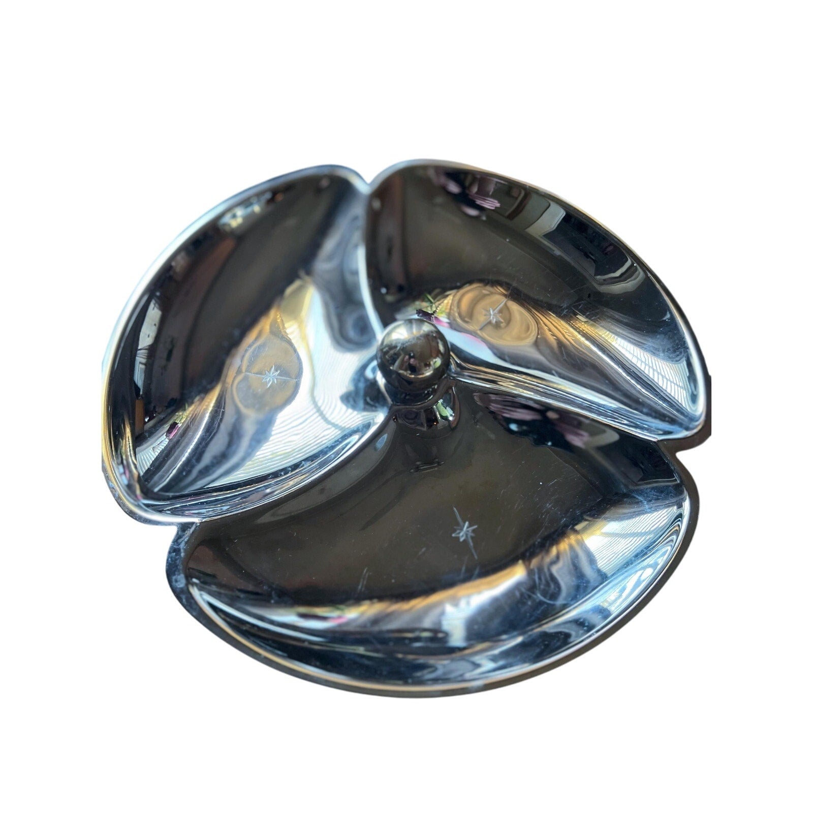 MCM Atomic Etched Serving Platter - Chrome