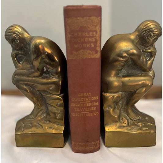 Mid-Century Brass ”The Thinker” Bookends